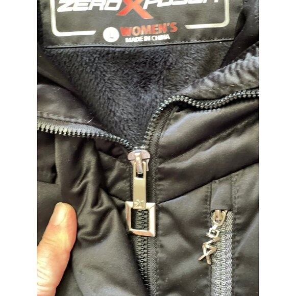 Zero Xposur Down-Filled Black Puffer Ski Snow Jacket Women's Large Fur-Lined EUC - Picture 8 of 15